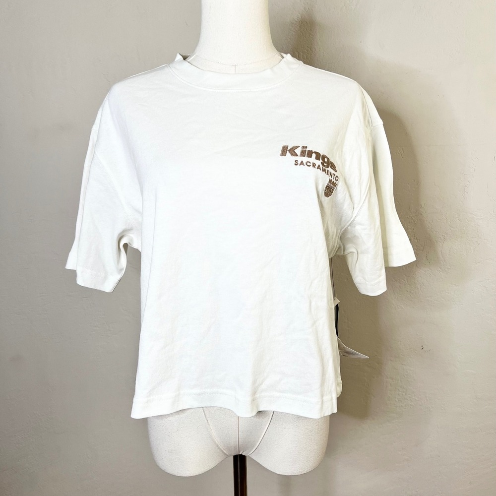 Sacramento Kings 47 Brand T-Shirt Size Medium White New NBA Boxy Cropped Tee